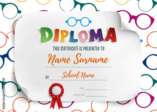 Diploma template for children.