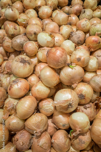 Fresh onions in market  