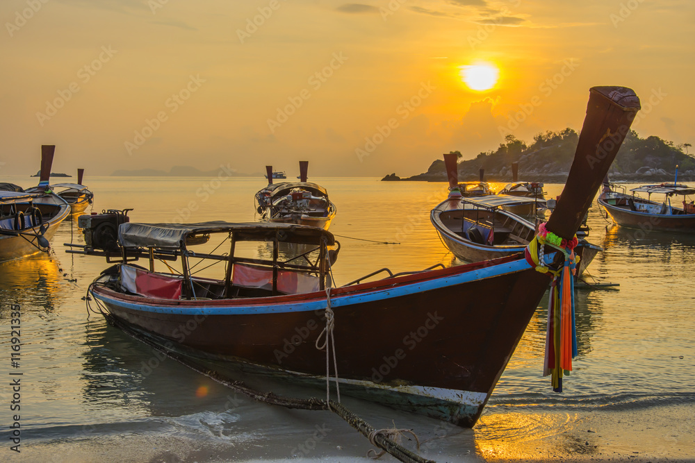 Silhouette sea sunlight fishboat