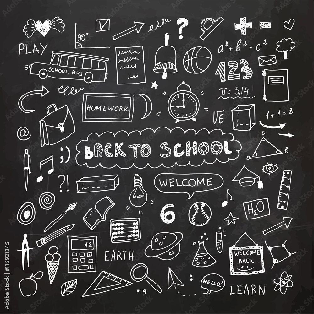 Back to school. Notebook doodle set. Freehand drawing Back to school. Notebook doodle set. Freehand drawing