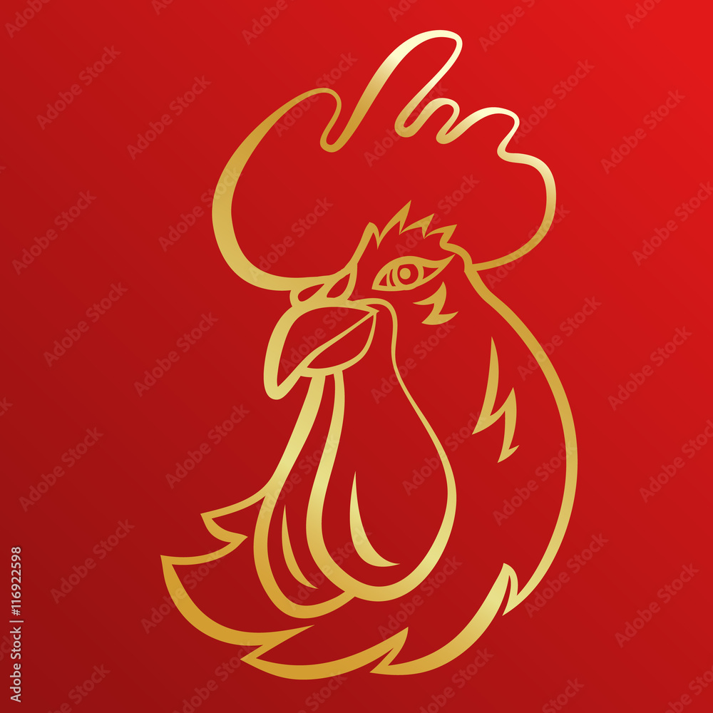 Obraz Rooster logo mascot. rooster head vector illustration foil.