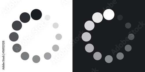 Vector circular loading icon. Two-tone version on black and white background photo