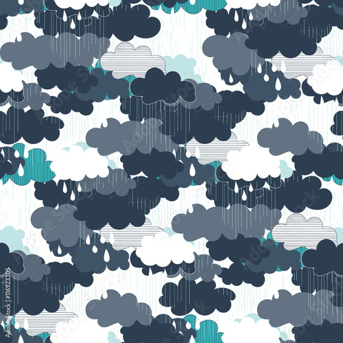 Rain season vector illustrations seamless pattern.