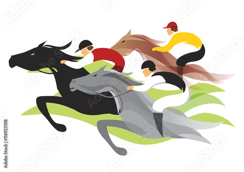 Horse race.
Colorful stylized illustration of  horse race. Vector available.
