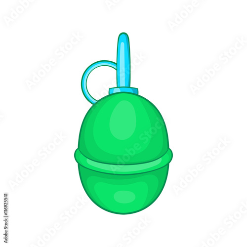 Hand paintball grenade icon in cartoon style on a white background