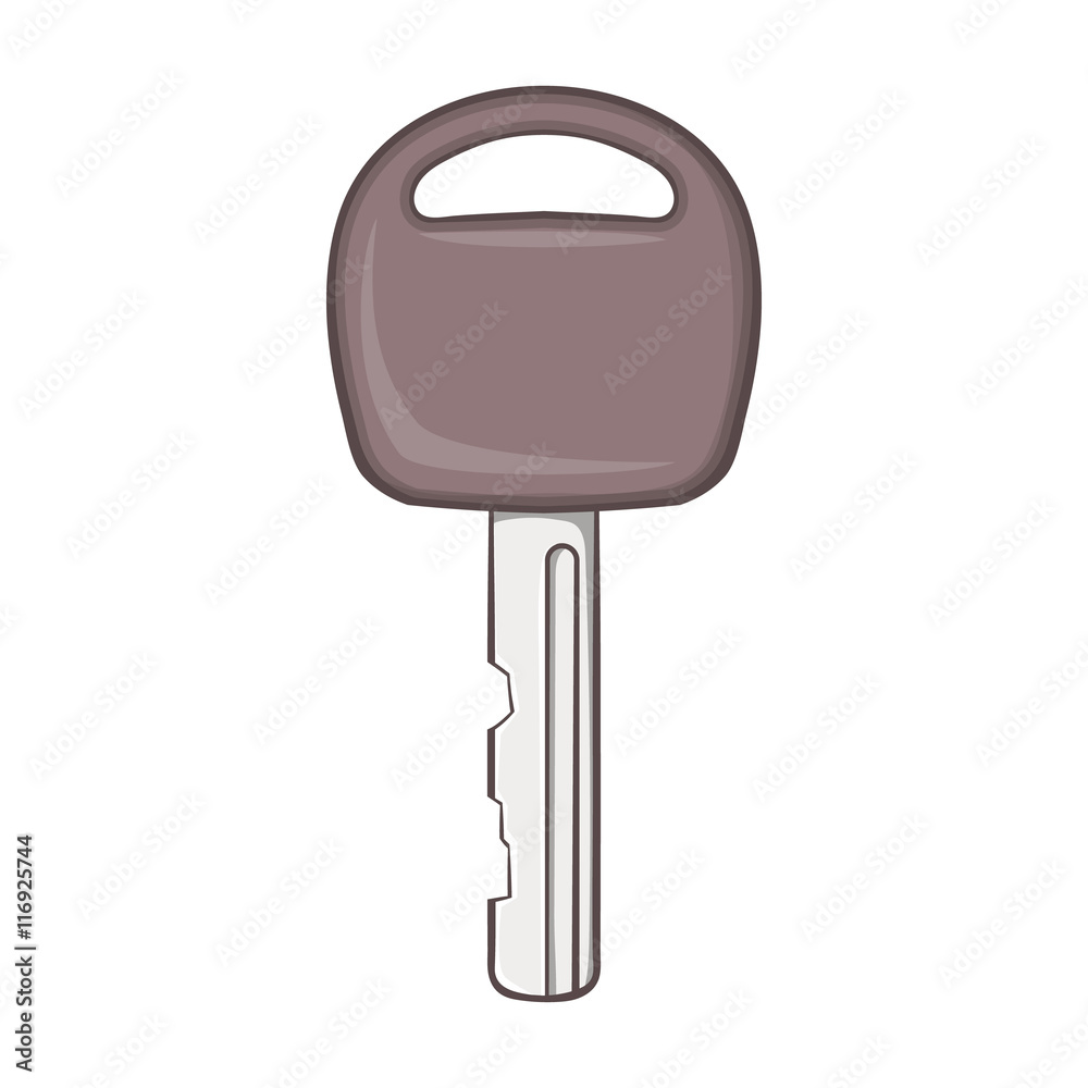 Car key icon in cartoon style on a white background
