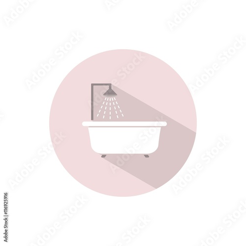 Icono de bañera sobre un fondo rosa