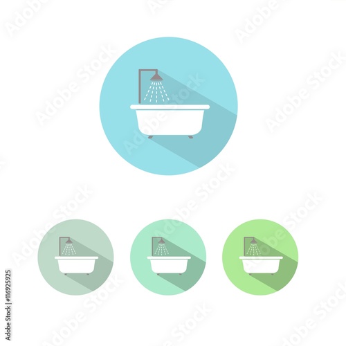Icono de bañera sobre fondos de colores