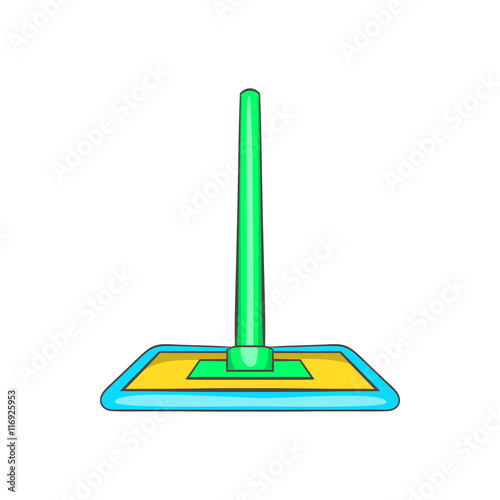 Floor cleaning mop icon in cartoon style on a white background