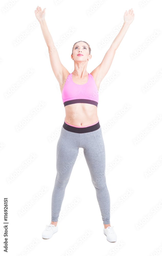 Fit girl stretching her body before or after training Fit girl stretching her body before or after training