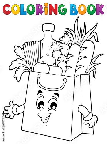 Coloring book shopping bag theme 1