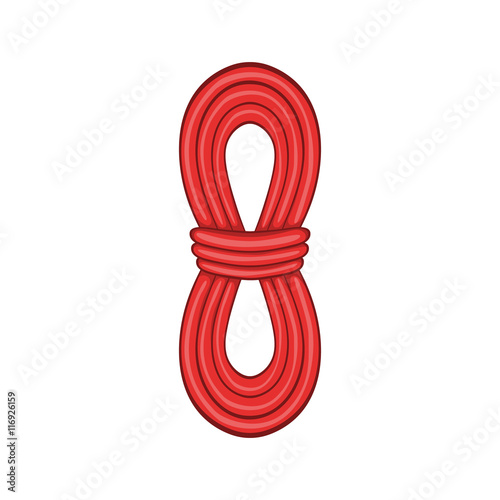 Red rope icon in cartoon style on a white background