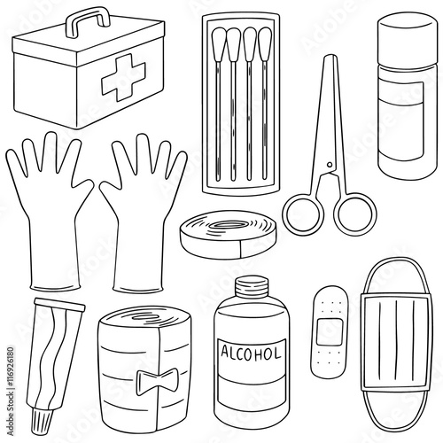 vector set of first aid kit