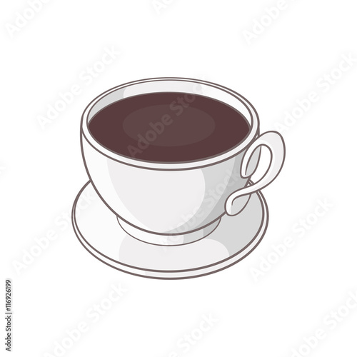 Cup of coffee icon in cartoon style on a white background