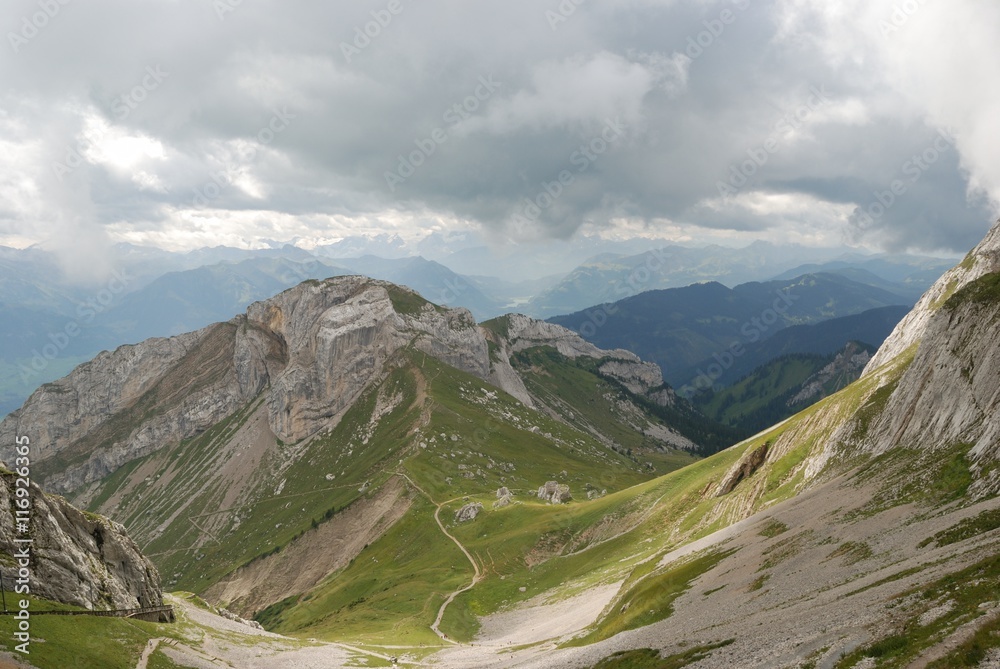 Fototapeta premium Cloudy day in Swiss alps
