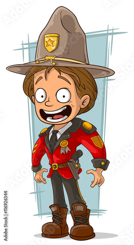 Cartoon canadian ranger in red uniform