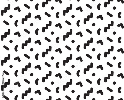 Seamless background pattern in retro memphis style