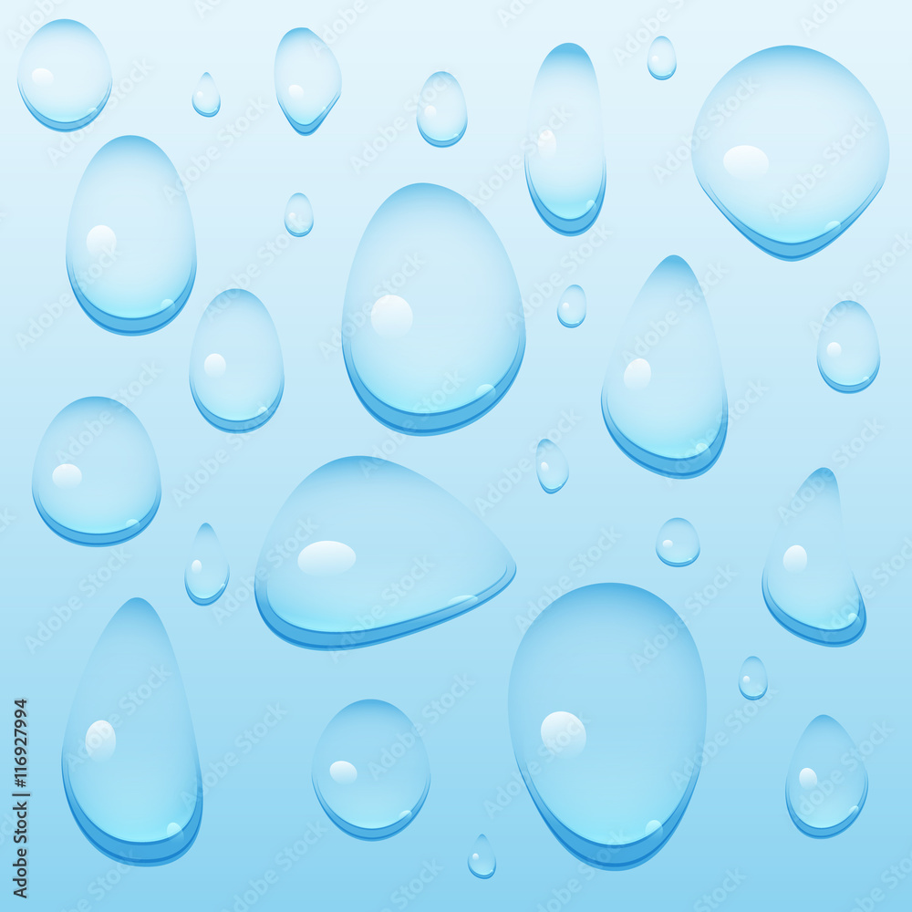 Set of blue water drops
