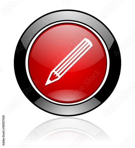 Free Download Red glossy pencil vector icon. - GFXLoad