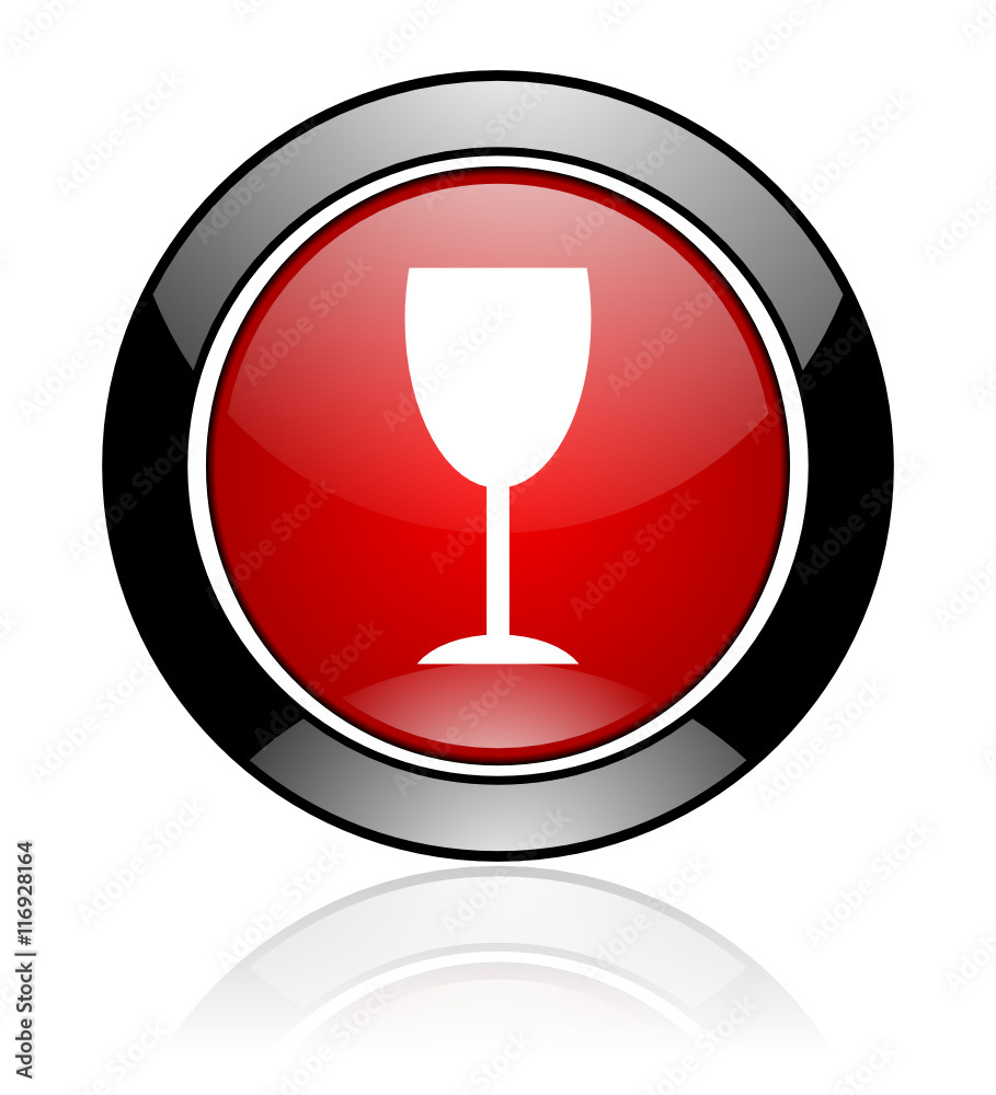 Red and black glossy round champain vector icon. Modern design circle glass button. Red and black glossy round champain vector icon. Modern design circle glass button.