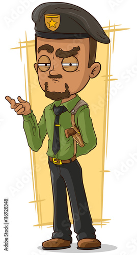 Cartoon man with handgun and holster