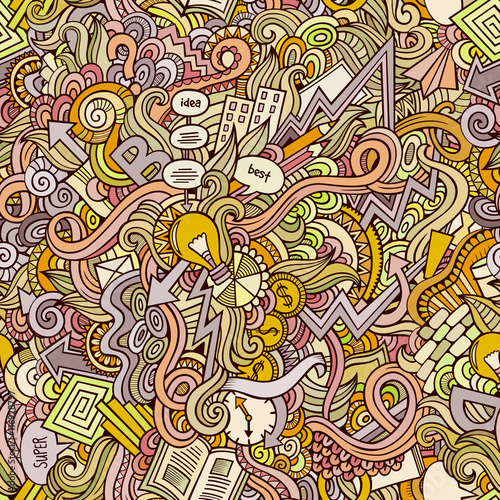 Cartoon vector doodles hand drawn idea seamless pattern