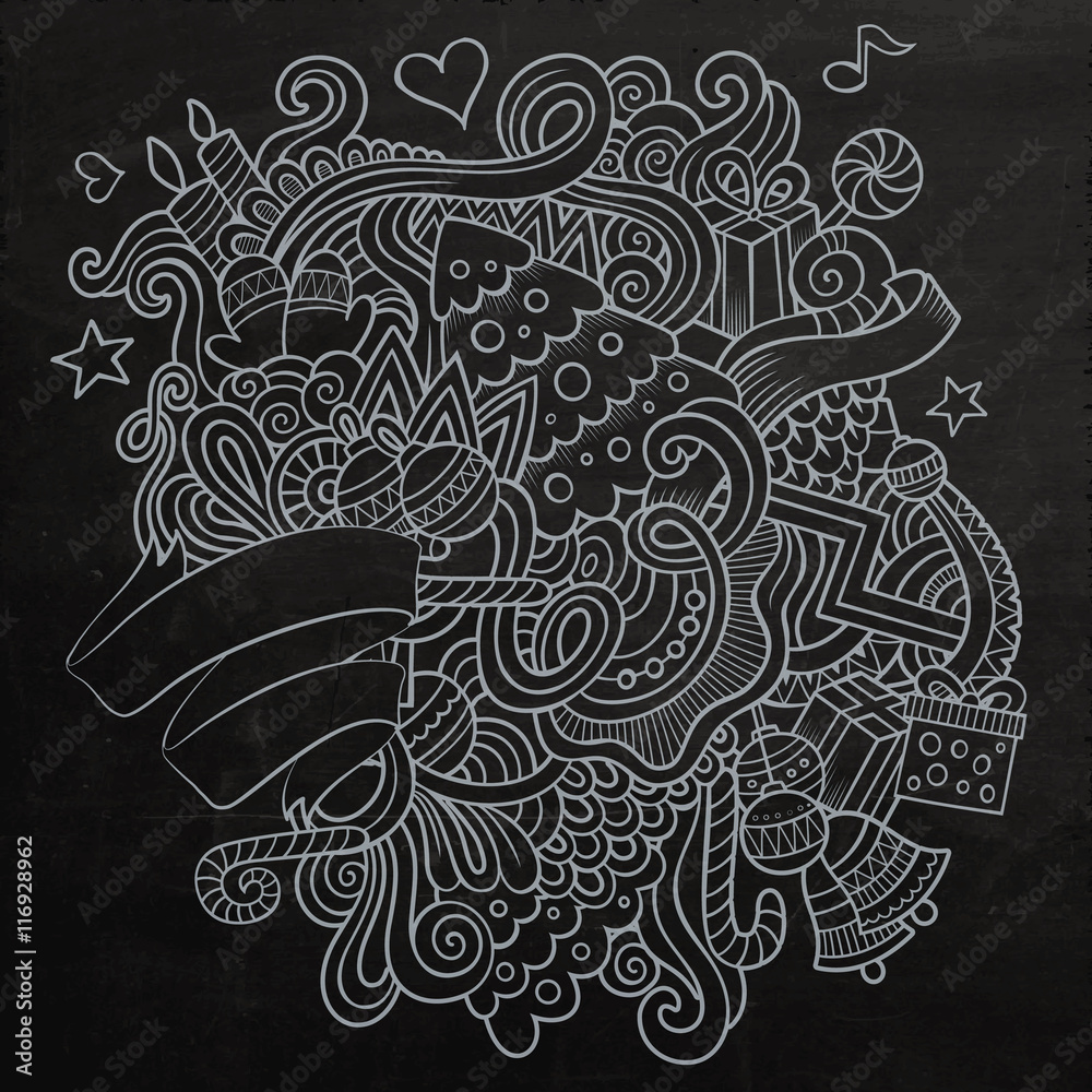 New Year sketch chalkboard