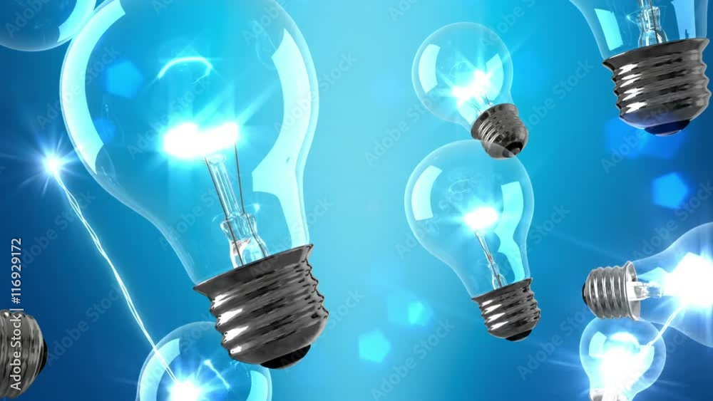 Animation that uses light bulbs turning on as a metaphor for an idea coming to life and spreading out.

Could also be used to show electricity or power generation.