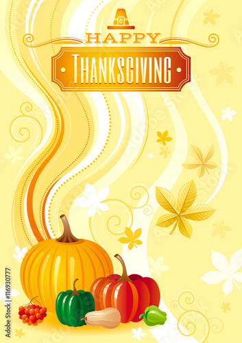 Autumn food vector background with pumpkin icon, squash, zucchini, paprika, and other vegetables illustrations. Abstract seasonal concept, fall gardening, farming harvest, thanksgiving day