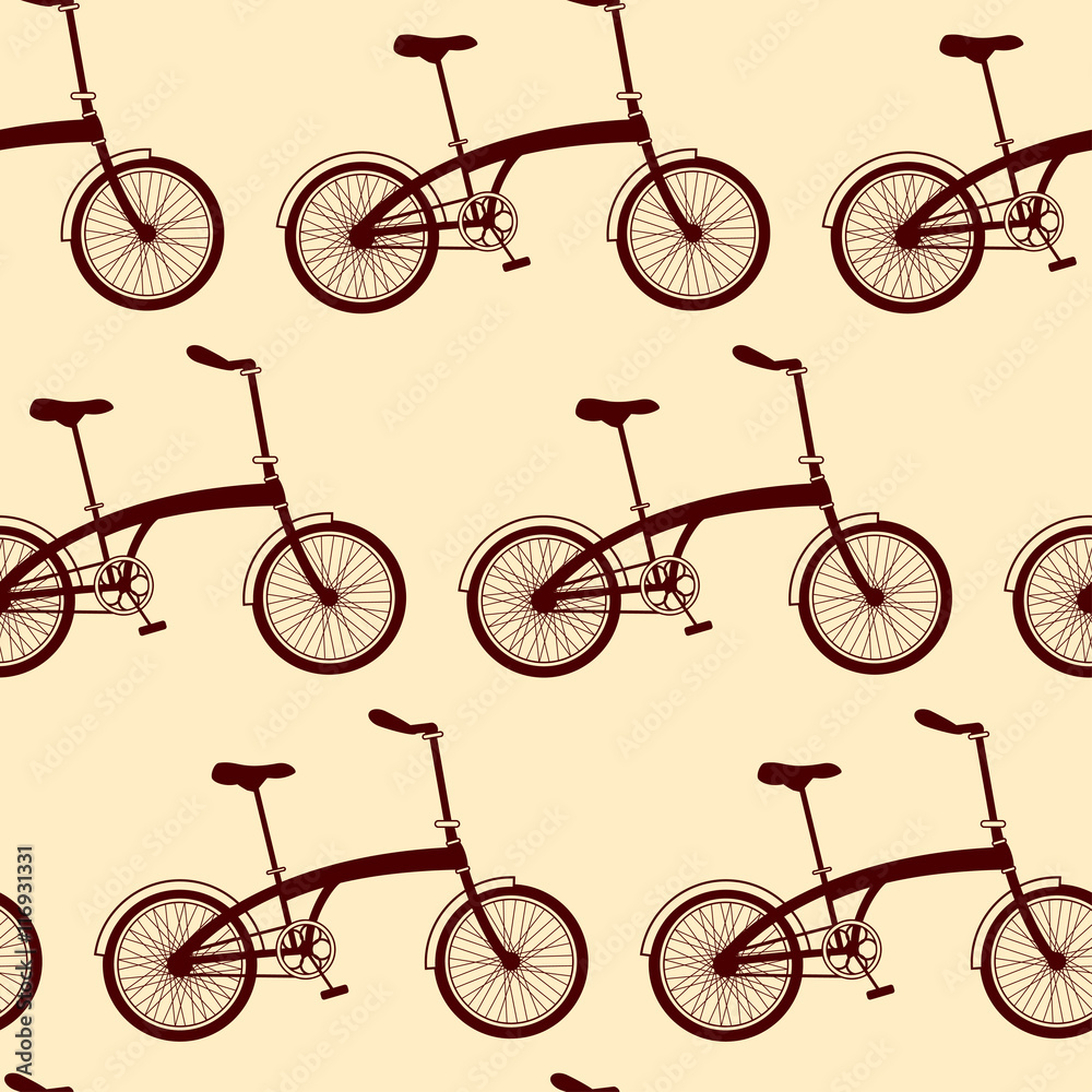 Obraz premium Seamless bicycles pattern on yellow background