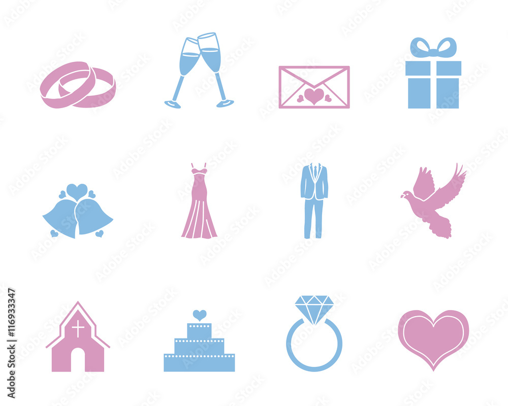 Hochzeit Iconset - Pink/Blau Hochzeit Iconset - Pink/Blau