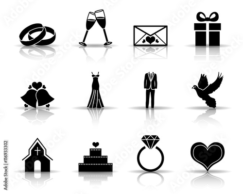 Hochzeit Iconset - Schwarz (Schatten)