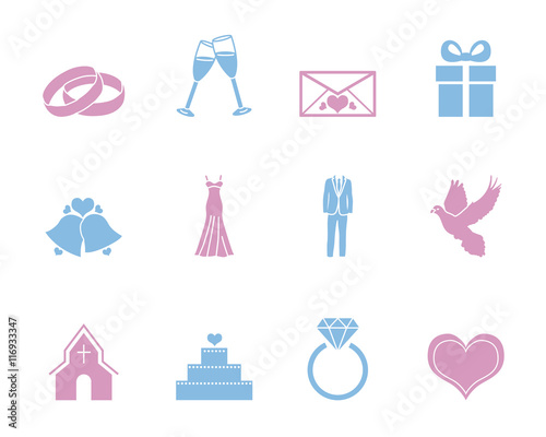 Hochzeit Iconset - Pink/Blau