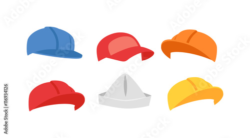 Builders hats vector set.