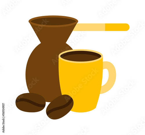 Turkish fishborn coffee pot prepared coffee. Ibrik cezve coffee pot ibrik cezve caffeine breakfast vintage copper. Ibrik cezve for coffee pot beverage caffeine breakfast vector