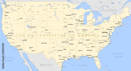 United States of America political map | Detailed vector a large color map of the USA