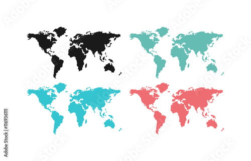 World map planet and world map global continents. World map symbol land ocean abstract silhouette. Earth map silhouette world map. World map countries picture travel geography vector