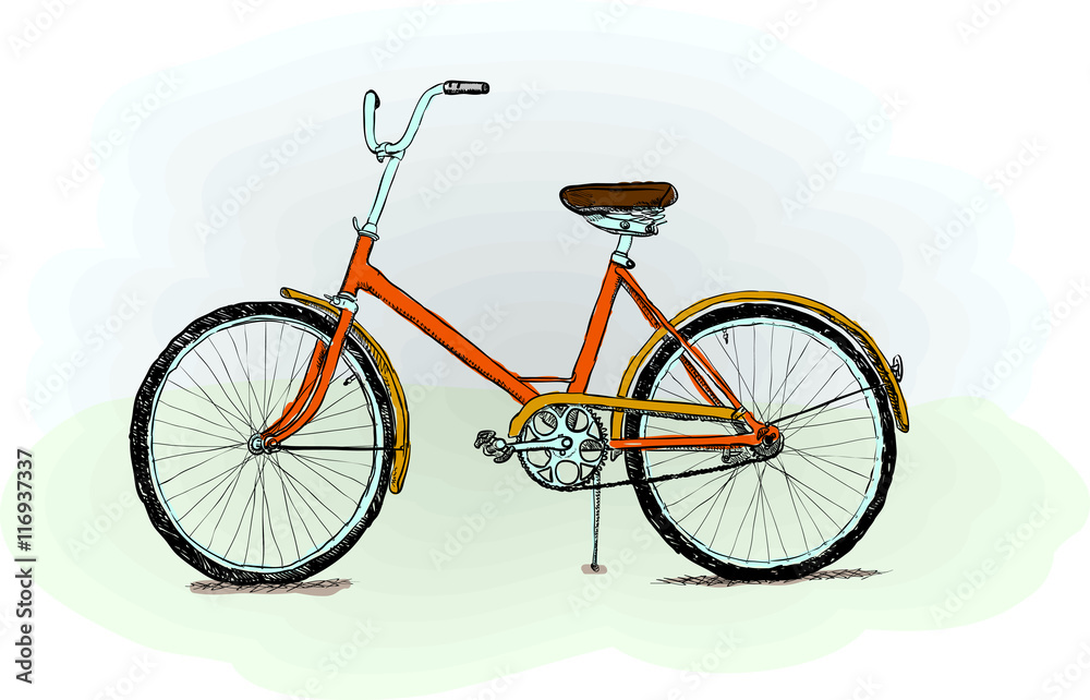 Old-fashioned bicycle - vector illustration