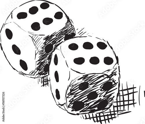 Rough monochrome sketch - two dices
