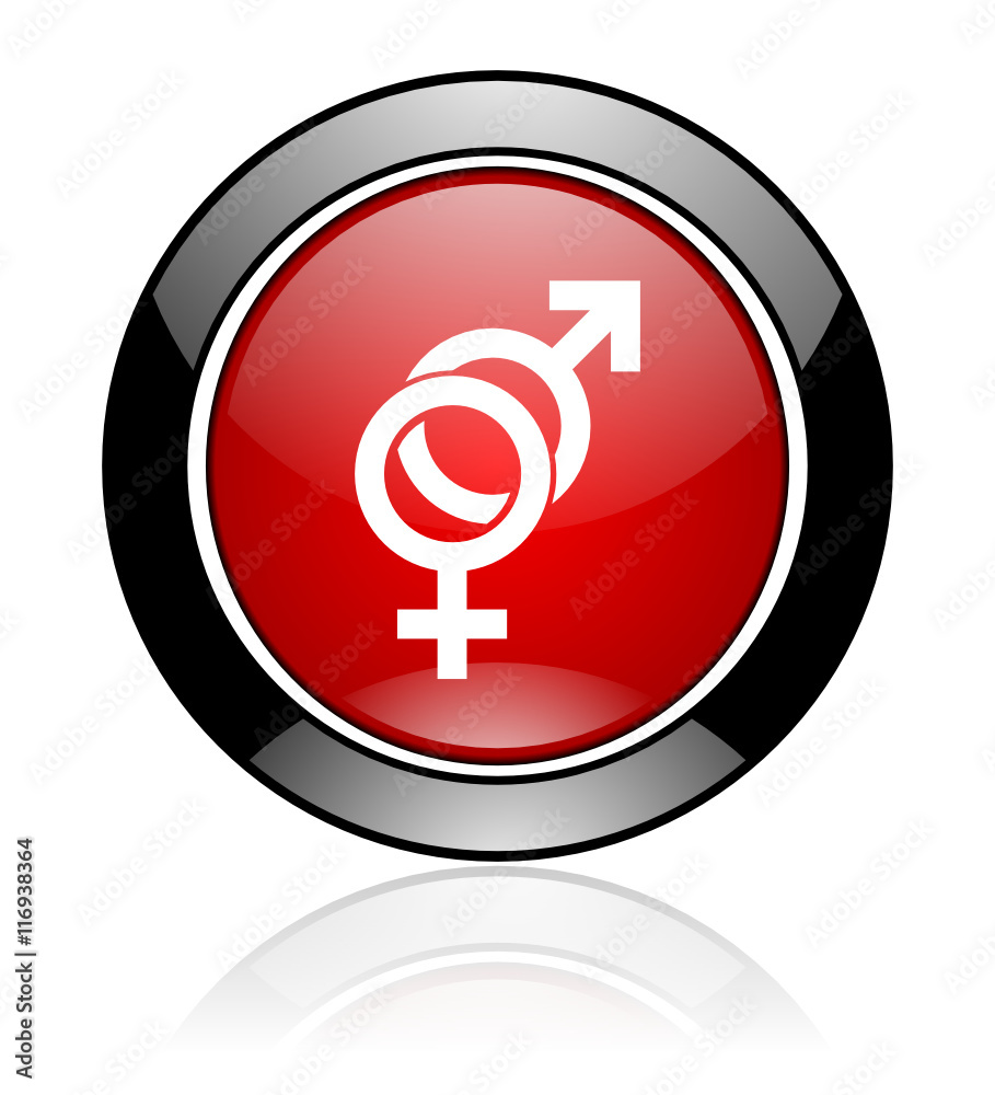 Modern design red and black circle vector trans icon. Round web transgender button. Modern design red and black circle vector trans icon. Round web transgender button.
