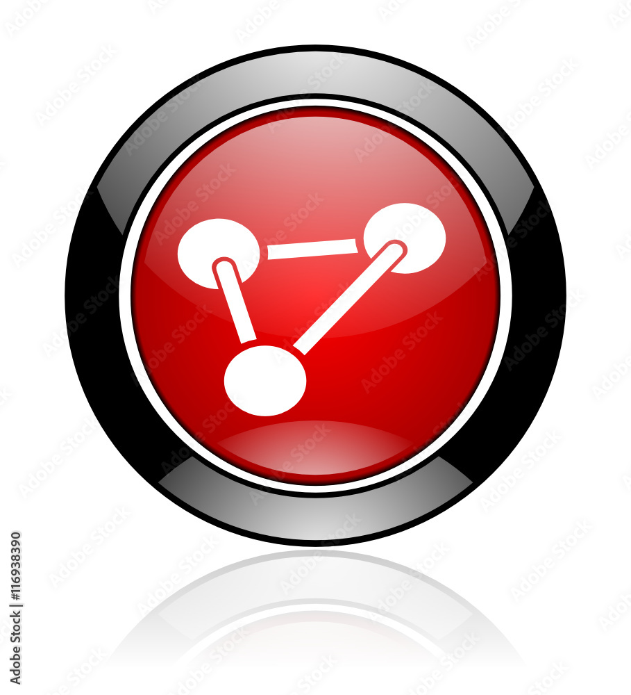 Round red and black glossy laboratory vector icon Round red and black glossy laboratory vector icon