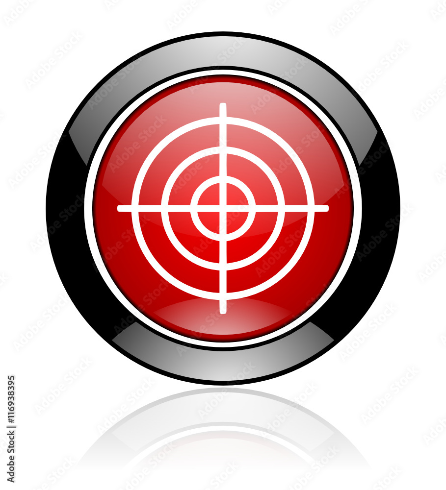 Round red and black glossy target vector icon Round red and black glossy target vector icon