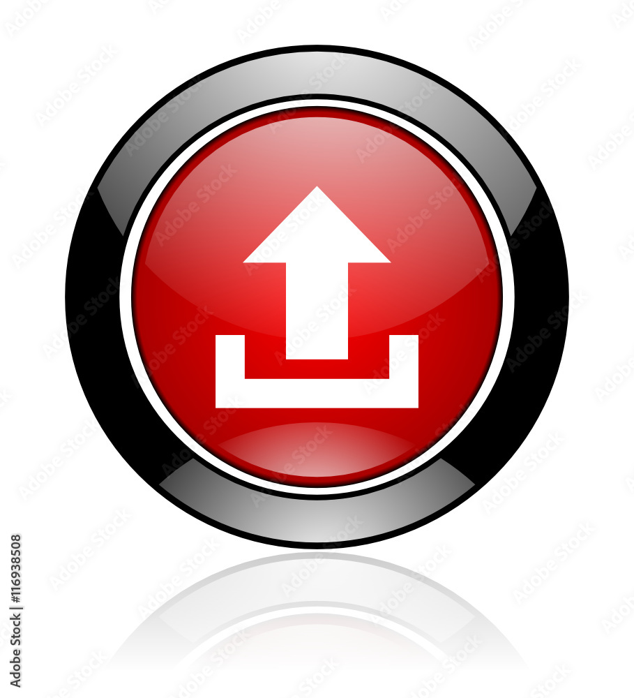 Modern design red and black round upload vector icon Modern design red and black round upload vector icon