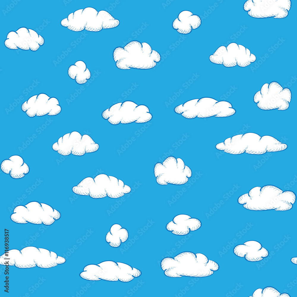 Vector clouds on sky - seamless texture
