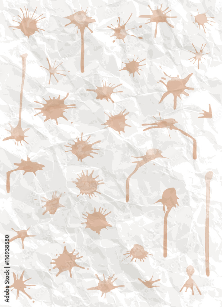 Set of vector blots against of crumpled paper Set of vector blots against of crumpled paper