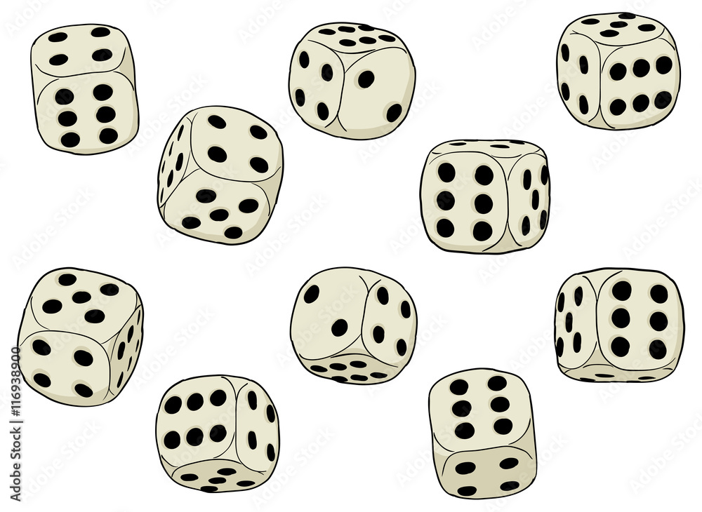 Set of vector dices on a white background Set of vector dices on a white background