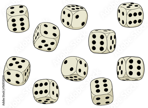 Set of vector dices on a white background