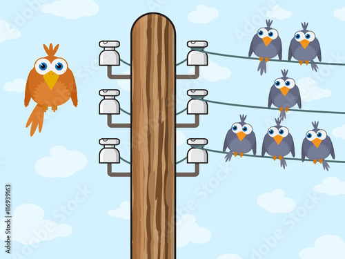 Sitting birds symbolize wireless technology