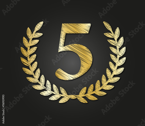 5 gold number design