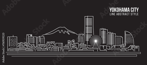 Fotografía Cityscape Building Line art Vector Illustration design - Yokohama city